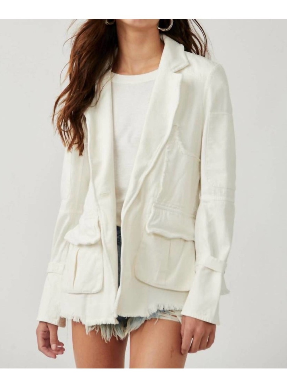 Free People Harlow Blazer In Ivory/Cream Size XL